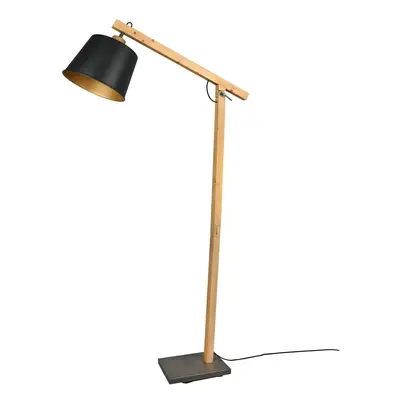 Stojací lampa v černo-přírodní barvě s kovovým stínidlem (výška 156 cm) Harris – Trio