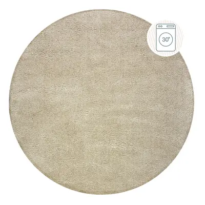 Béžový pratelný kulatý koberec z recyklovaných vláken 133x133 cm Fluffy – Flair Rugs