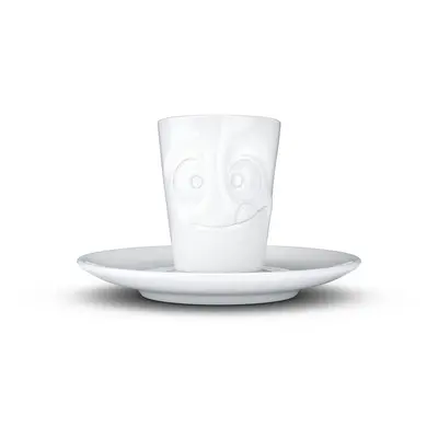 Bílý mlsný porcelánový šálek na espresso s podšálkem 58products, objem 80 ml