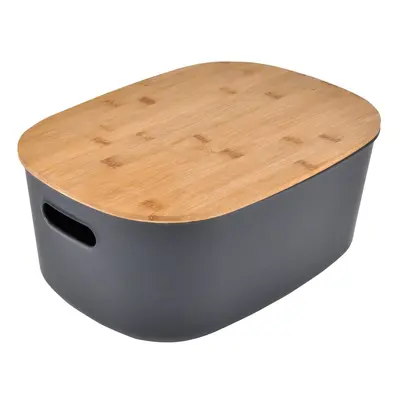 Antracitový plastový úložný box s víkem 38,5x29x22,5 cm – Homéa