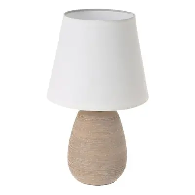 Hnědá keramická stolní lampa s textilním stínidlem (výška 27,5 cm) – Casa Selección