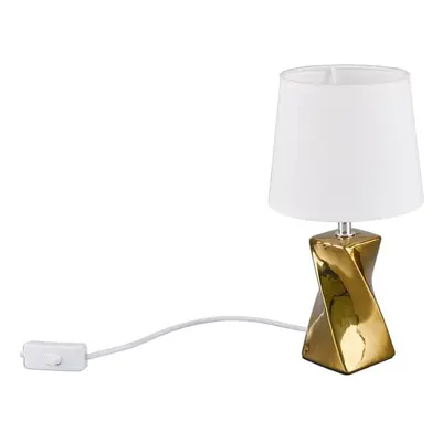 Stolní lampa ve zlaté barvě s textilním stínidlem (výška 28 cm) Abeba – Trio