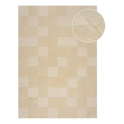 Béžový vlněný koberec 290x200 cm Checkerboard - Flair Rugs