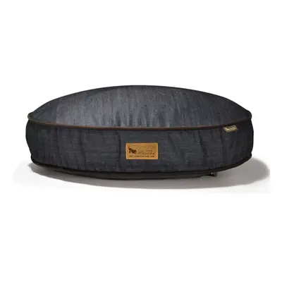 Tmavě modrý pelíšek pro psa 28x90 cm Round Bed Denim Medieval Blue / Dark Chocolate M – P.L.A.Y.