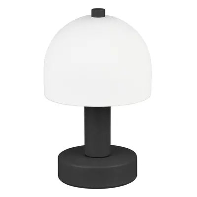 Černo-bílá stolní lampa se skleněným stínidlem (výška 19 cm) Glenn – Trio