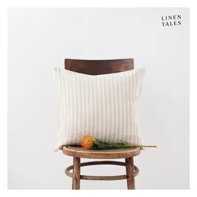 Lněný povlak na polštář 45x45 cm Natural White Stripes – Linen Tales