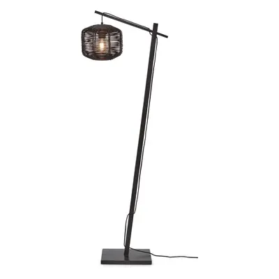 Černá stojací lampa s ratanovým stínidlem (výška 150 cm) Tanami – Good&Mojo