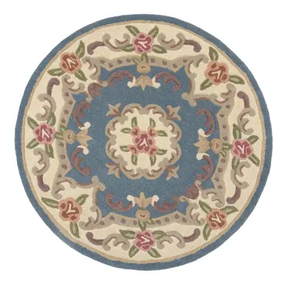 Modrý vlněný koberec Flair Rugs Aubusson, ⌀ 120 cm