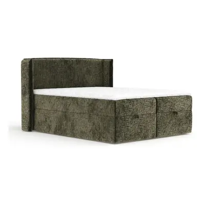 Tmavě zelená boxspring postel s úložným prostorem 200x200 cm Passion – Maison de Rêve