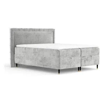 Světle šedá boxspring postel s úložným prostorem 160x200 cm Voyage – Maison de Rêve