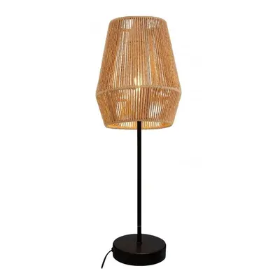 Stolní lampa v černo-přírodní barvě se stínidlem z třtinového výpletu (výška 55 cm) Eranko – GTV