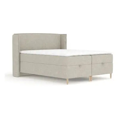 Světle šedá boxspring postel s úložným prostorem 200x200 cm Monpelli – Maison de Rêve