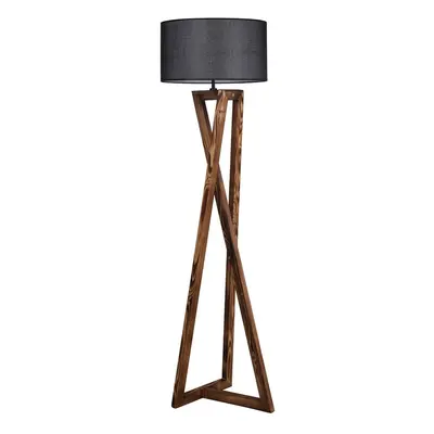 Černo-hnědá stojací lampa s textilním stínidlem (výška 166 cm) Maçka – Opviq lights