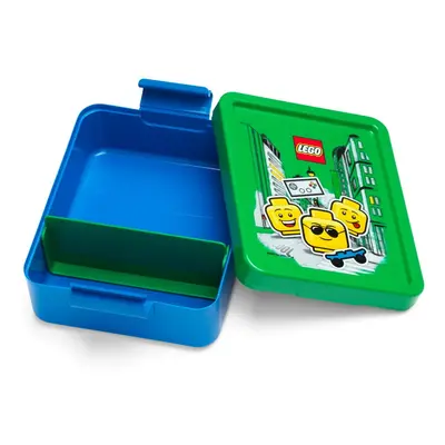 Modrý box na svačinu se zeleným víčkem LEGO® Iconic