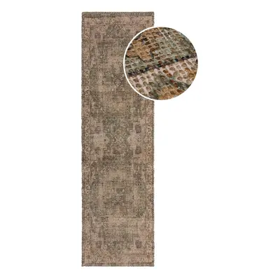 Khaki ručně tkaný běhoun s příměsí juty 60x230 cm Selena Jute Traditional – Flair Rugs