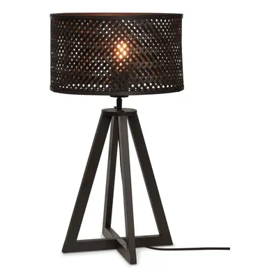 Černá stolní lampa s bambusovým stínidlem (výška 53 cm) Java – Good&Mojo