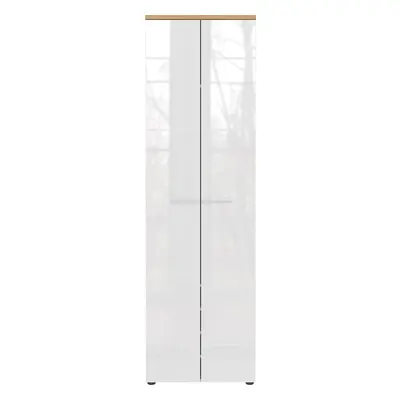 Bílá přírodní šatní skříň v dekoru dubu 60x198 cm Aledo – Germania