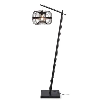 Černá stojací lampa s bambusovým stínidlem (výška 150 cm) Hokkaido – Good&Mojo