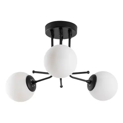 Černé stropní svítidlo se skleněným stínidlem ø 15 cm Daisy – Opviq lights