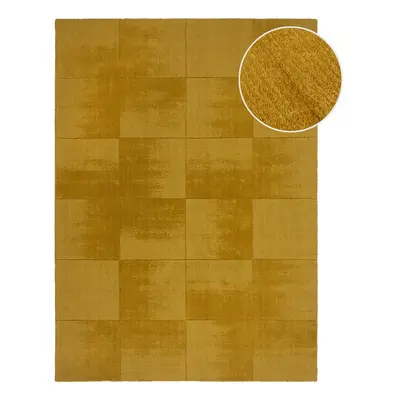 Okrově žlutý ručně tkaný vlněný koberec 160x230 cm Demi Check Ombre – Flair Rugs