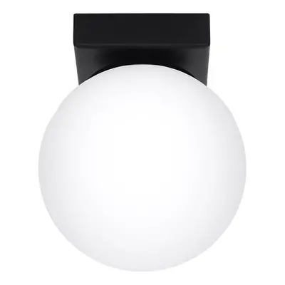 Černé stropní svítidlo se skleněným stínidlem ø 12 cm Umerta – Nice Lamps