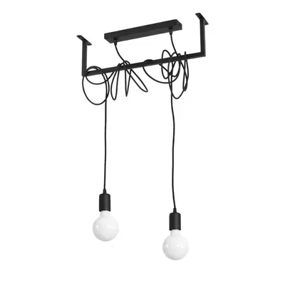 Černé závěsné svítidlo Nice Lamps Vakors, délka 50 cm