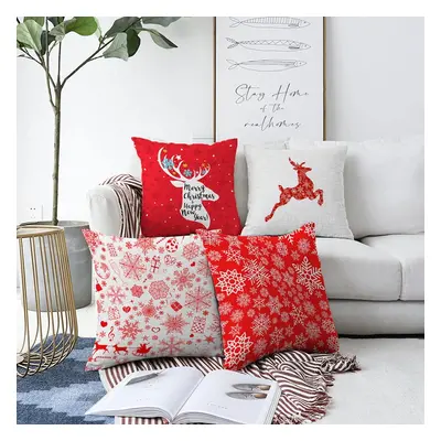 Sada 4 vánočních žinylkových povlaků na polštář Minimalist Cushion Covers Christmas Reindeer, 55