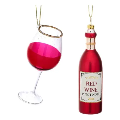 Skleněné vánoční ozdoby v sadě 2 ks Red Wine – Sass & Belle