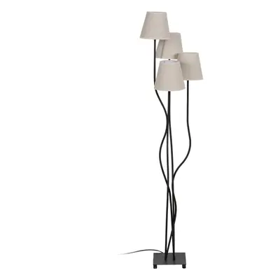 Černo-krémová stojací lampa s textilním stínidlem (výška 138 cm) – Ixia