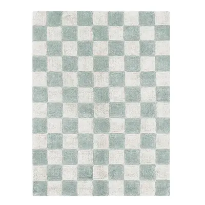 Světle modro-krémový pratelný ručně tkaný bavlněný koberec 120x160 cm Kitchen Tiles Blue Sage – 