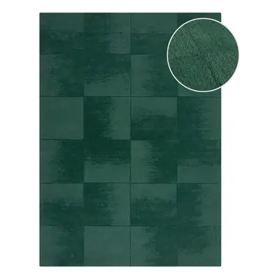 Ručně tkaný vlněný koberec v petrolejové barvě 160x230 cm Demi Check Ombre – Flair Rugs