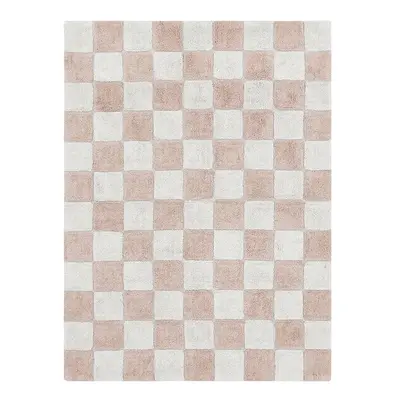 Světle růžovo-krémový pratelný ručně tkaný bavlněný koberec 120x160 cm Kitchen Tiles Rose – Lore