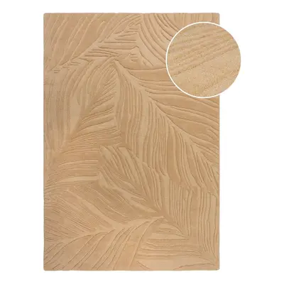 Světle hnědý vlněný koberec Flair Rugs Lino Leaf, 160 x 230 cm