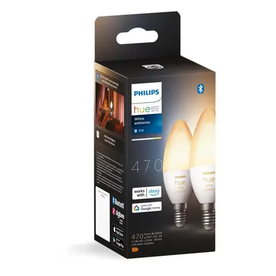 LED smart žárovky v sadě 2 ks E14, 5 W White ambiance – Philips Hue