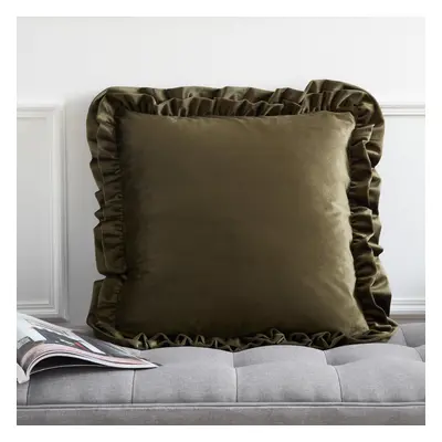 Sametový dekorační polštář 43x43 cm Velvet Double Frill – Catherine Lansfield