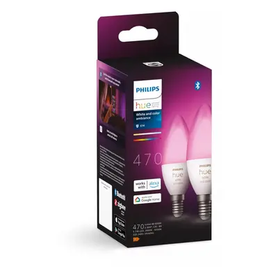 LED smart žárovky v sadě 2 ks E14, 5 W White and color ambiance – Philips Hue