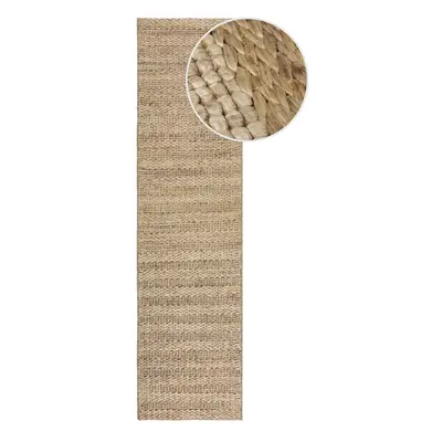 Ručně tkaný kenafový běhoun v přírodní barvě 60x230 cm Drew Stripe – Flair Rugs