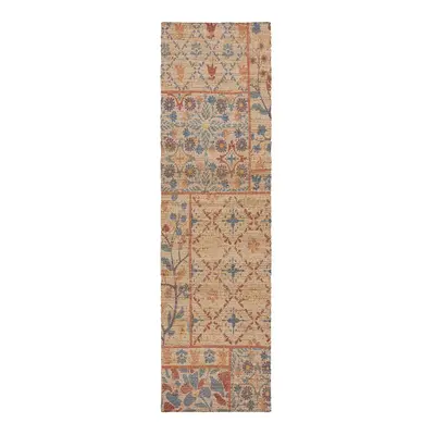 Ručně tkaný běhoun s příměsí juty v přírodní barvě 60x230 cm Taylor Patchwork – Flair Rugs