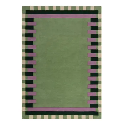 Zeleno-fialový ručně tkaný vlněný koberec 120x170 cm Kai Wool Border – Flair Rugs