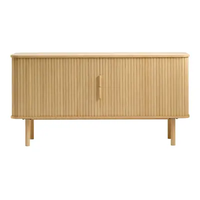 Nízká komoda v dekoru dubu s posuvnými dveřmi v přírodní barvě 76x160 cm Cavo – Unique Furniture