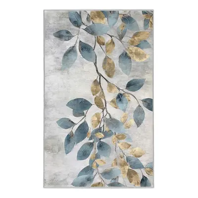 Pratelný koberec ve světle modré a zlaté barvě 160x230 cm Golden Leaves – Mila Home