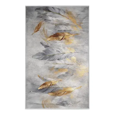 Pratelný koberec v šedé a zlaté barvě 120x180 cm Golden Feathers – Mila Home