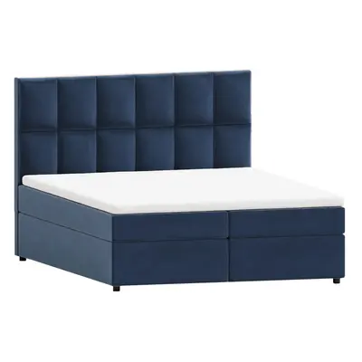 Tmavě modrá boxspring postel s úložným prostorem 160x200 cm Flip – Ropez