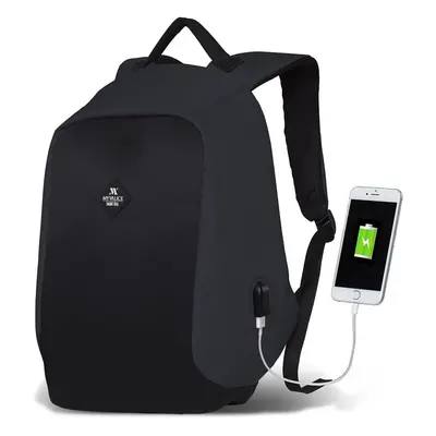 Tmavě šedo-černý batoh s USB portem My Valice SECRET Smart Bag