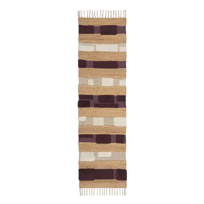 Ručně tkaný běhoun s příměsí juty ve fialovo-přírodní barvě 60x230 cm Medina Blocks – Flair Rugs