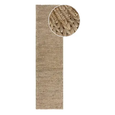 Ručně tkaný kenafový běhoun v přírodní barvě 60x230 cm Drew Border – Flair Rugs