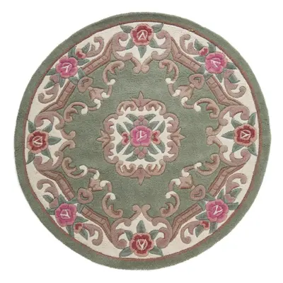 Zelený vlněný koberec Flair Rugs Aubusson, ⌀ 120 cm