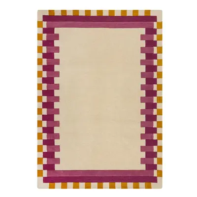 Žluto-růžový ručně tkaný vlněný koberec 120x170 cm Kai Wool Border – Flair Rugs