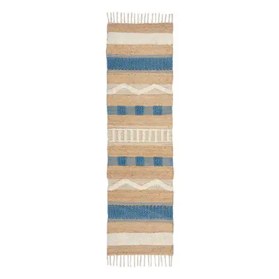 Ručně tkaný běhoun s příměsí juty v modro-přírodní barvě 60x230 cm Medina Jute – Flair Rugs