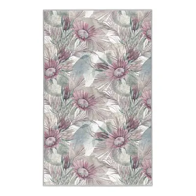 Fialovo-šedý pratelný koberec 80x150 cm Dusty Flowers – Mila Home